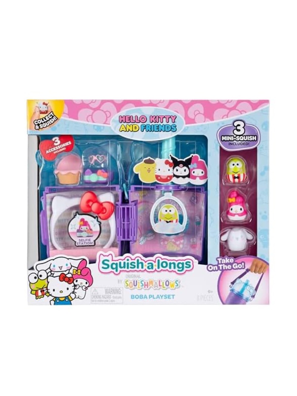 Squishmallow Squish-a-Longs Hello Kitty and Friends Boba Playset - NEW